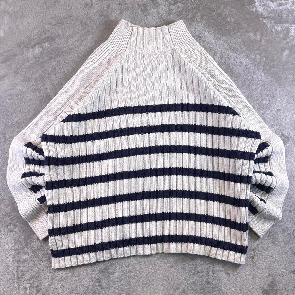 Abercrombie & Fitch Ribbed Stripe Mock Neck Sweater Women’s XL Black White